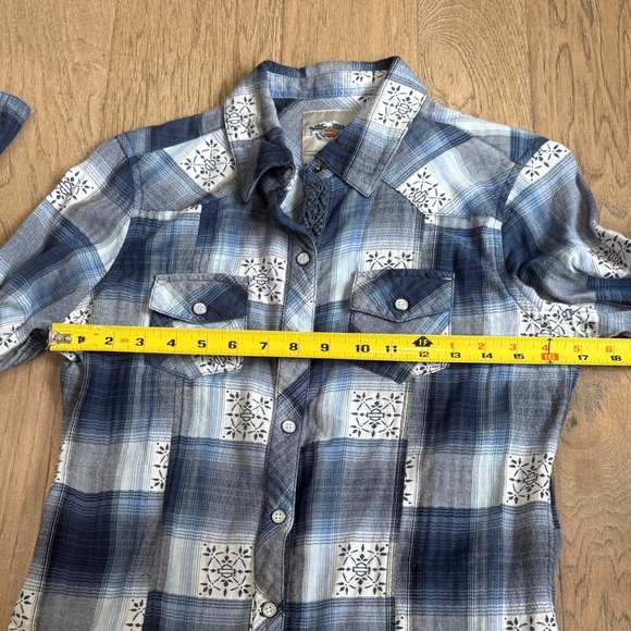 Harley-Davidson Blue and White Checkered Shirt Size Small - Picture 8 of 12